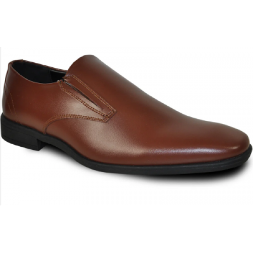 VANGELO Men Dress Shoe TUX-4 Loafer Formal Tuxedo for Prom & Wedding Brown Matte - Wide Width Available